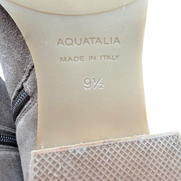 Aquatalia Faria Taupe Suede Buckle Ankle Boots 9.5 Waterproof Low Heel - Picture 6 of 11